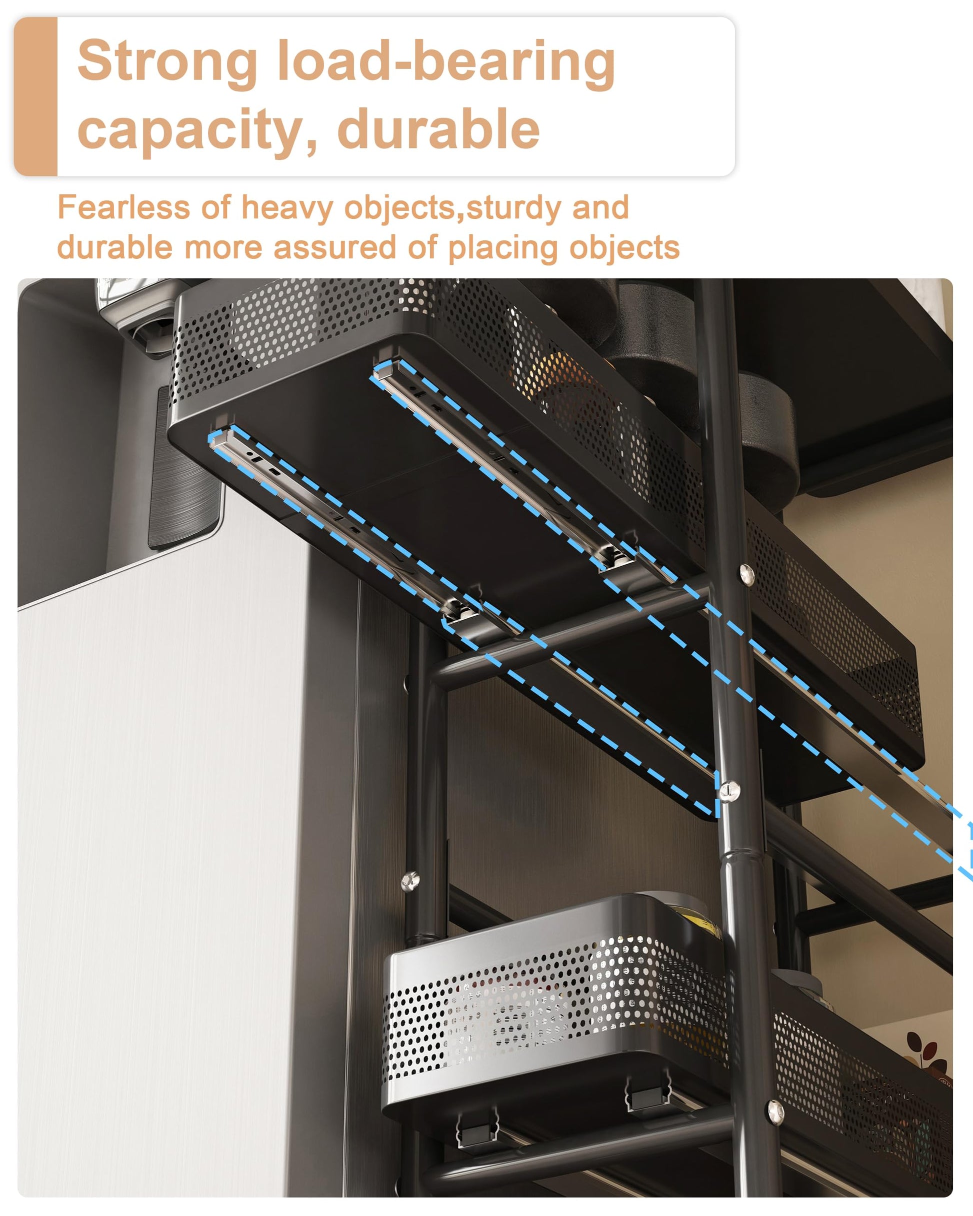 UMDONX 4-Tier Narrow Mobile Storage Cart with Pull-Out Baskets