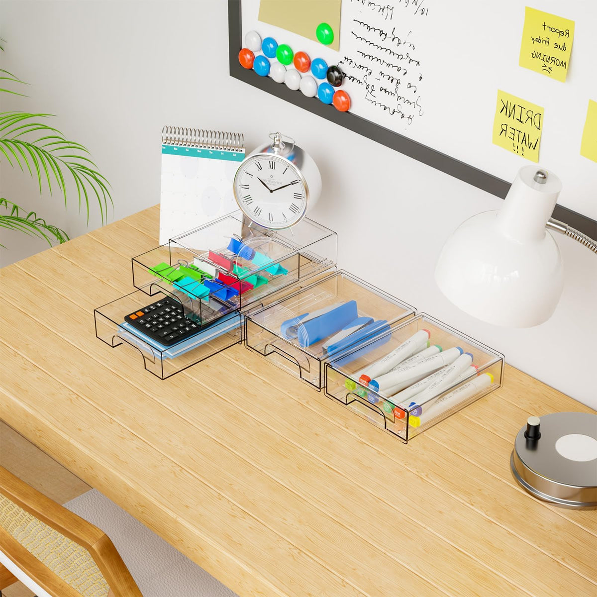 Yieach 2.2'' Tall Acrylic Clear Stackable Storage Drawer Organizer,8 Pack Desk Organization and