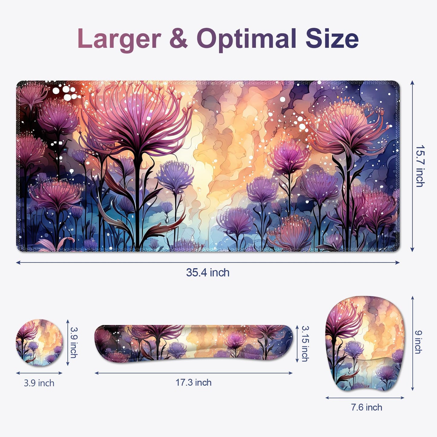 4 in 1 Large Mouse Pad, Keyboard Wrist Rest Set, Ergonomic Mouse Pad with Wrist Support, Desk Mat
