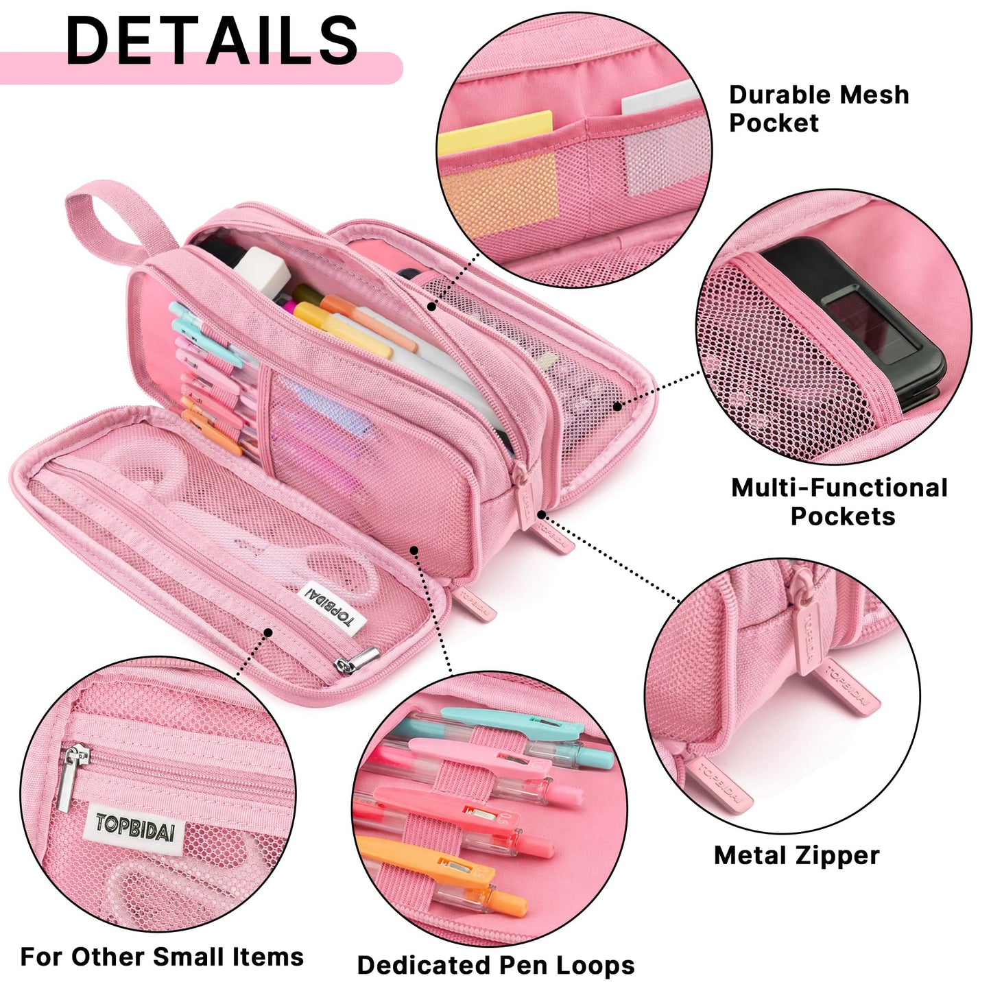 TOPBIDAI Large Pencil Case Pouch for Girls Boy Women Men Adults