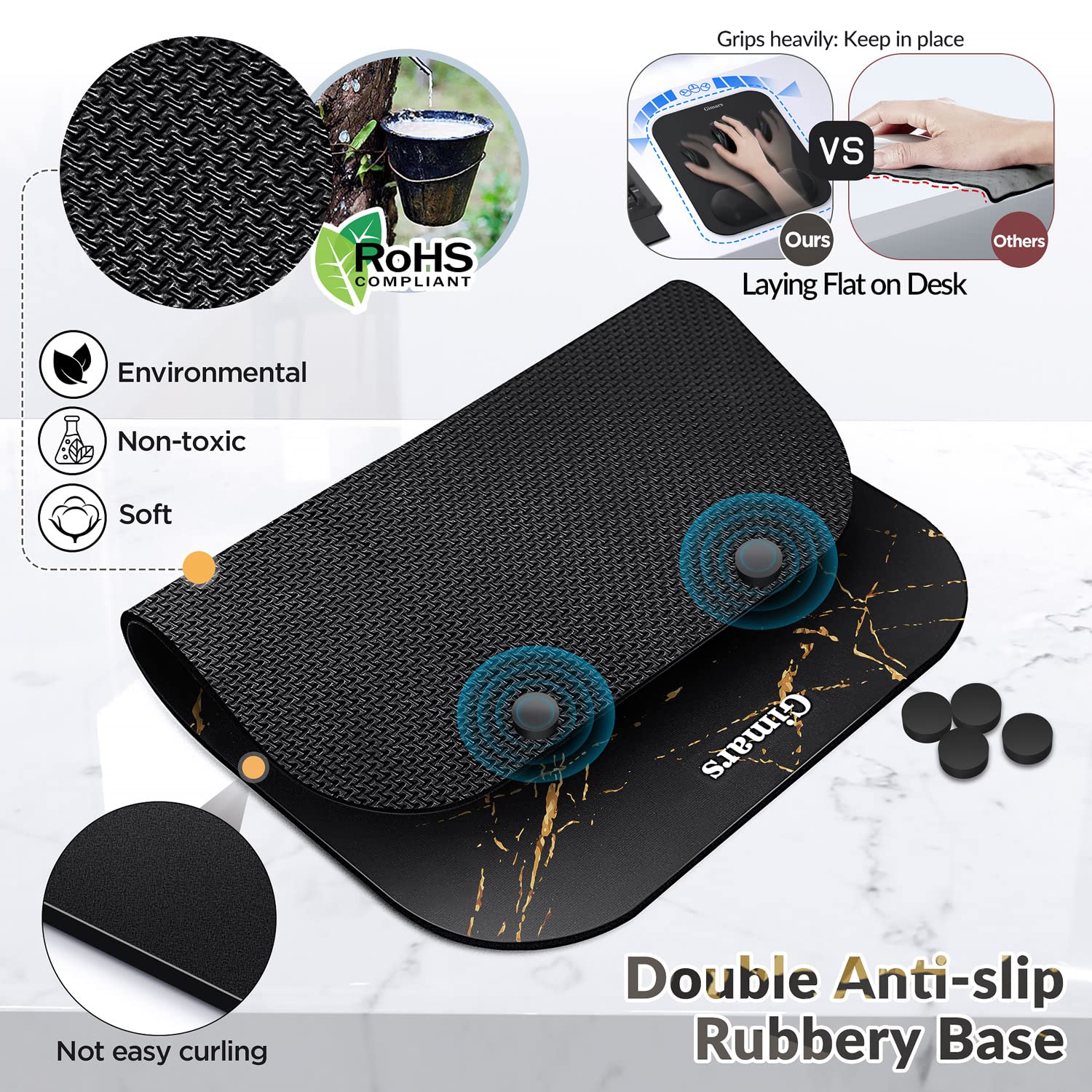 Gimars Large Gel Memory Foam Ergonomic Mouse Pad Wrist Rest Support Mousepad for Laptop, Computer