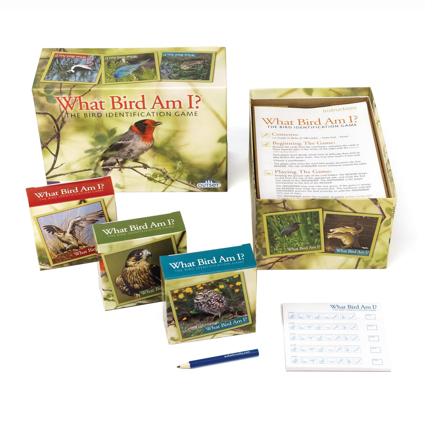 Outset Media What Bird Am I? – The Bird Identification Game – Contains 300 Cards for 2 or More