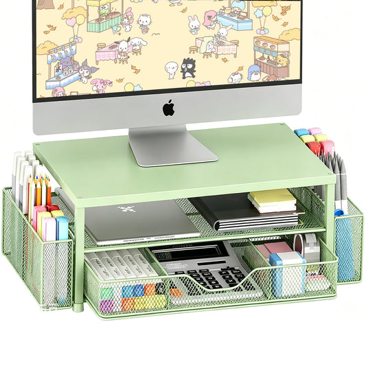 OPNICE Desk Organizers and Accessories, Computer Monitor Stand Riser with Drawer and 2 Pen Holders