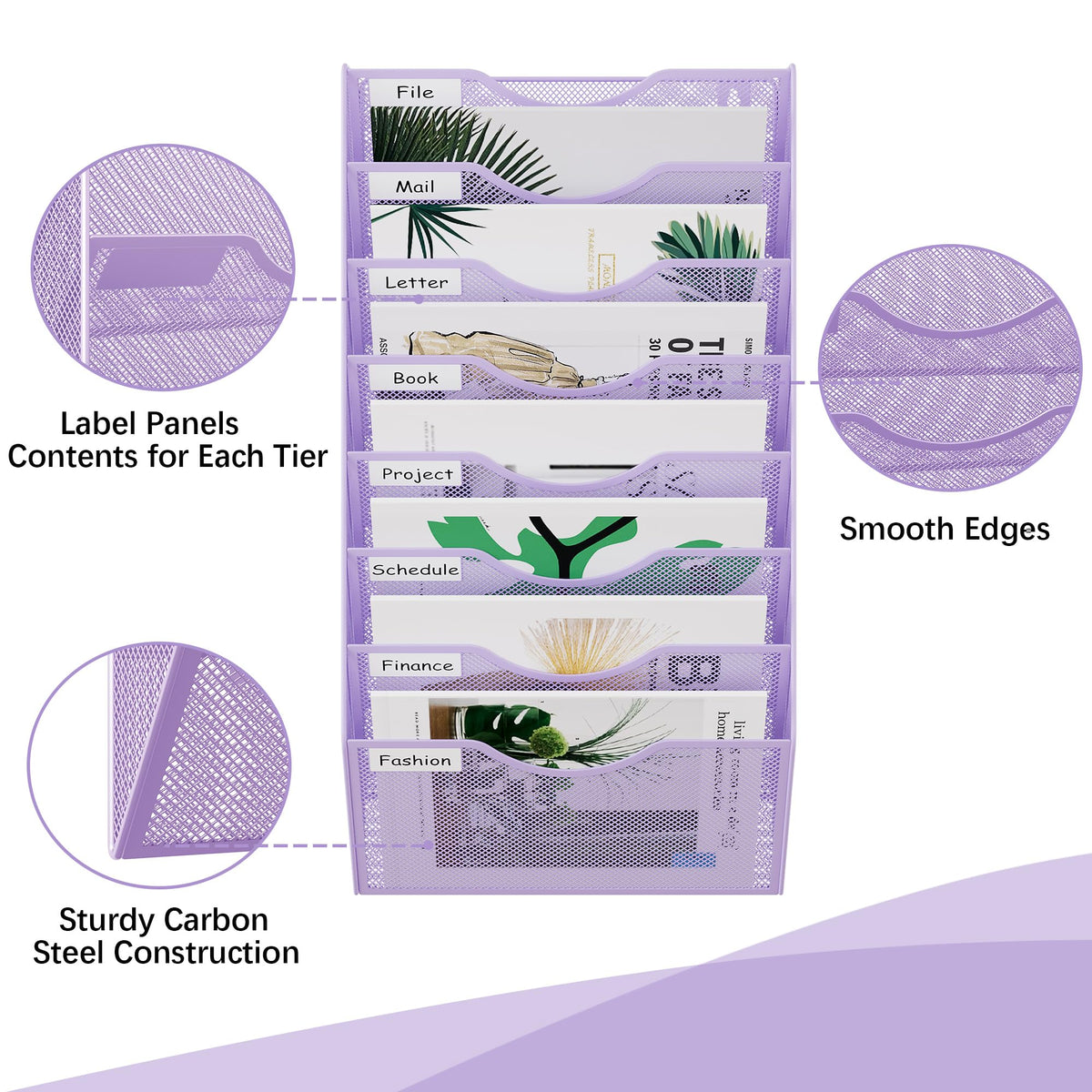EasyPAG 8 Pocket Mesh Wall File Organizer, Hanging Paper Folder Holder with Classify Label