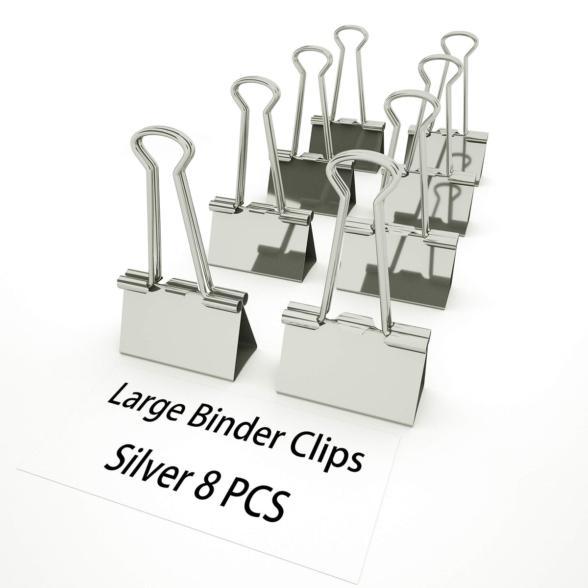 [8-PCS] Silver Large Binder Clips, Jumbo Metal Clamp 2" / 50 mm (Silver, 8-PCS)