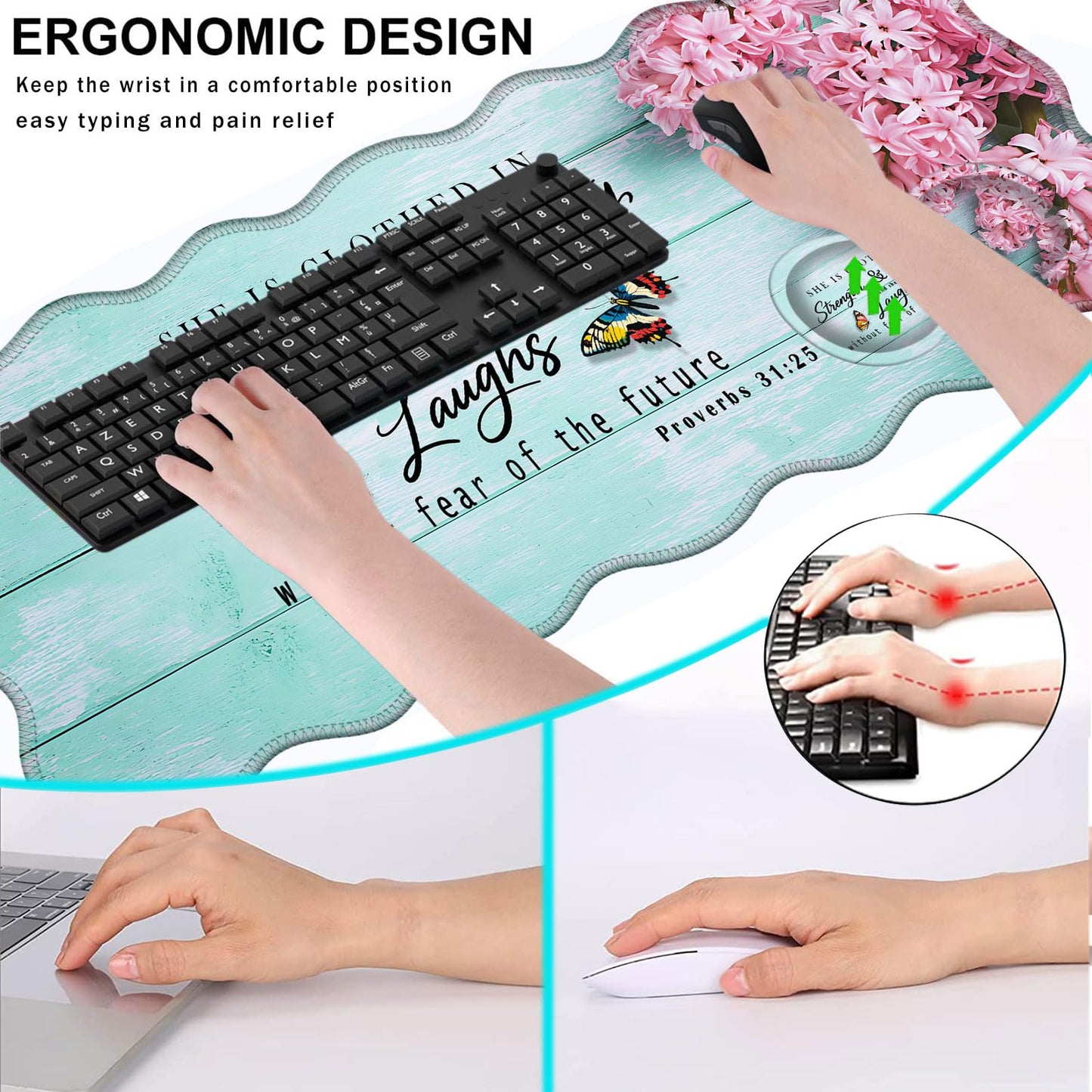 CICPLKSE Mouse Pad with Wrist Support + Desk Mat + Coaster 3 in 1 Set, XL Large Gaming Mousepad