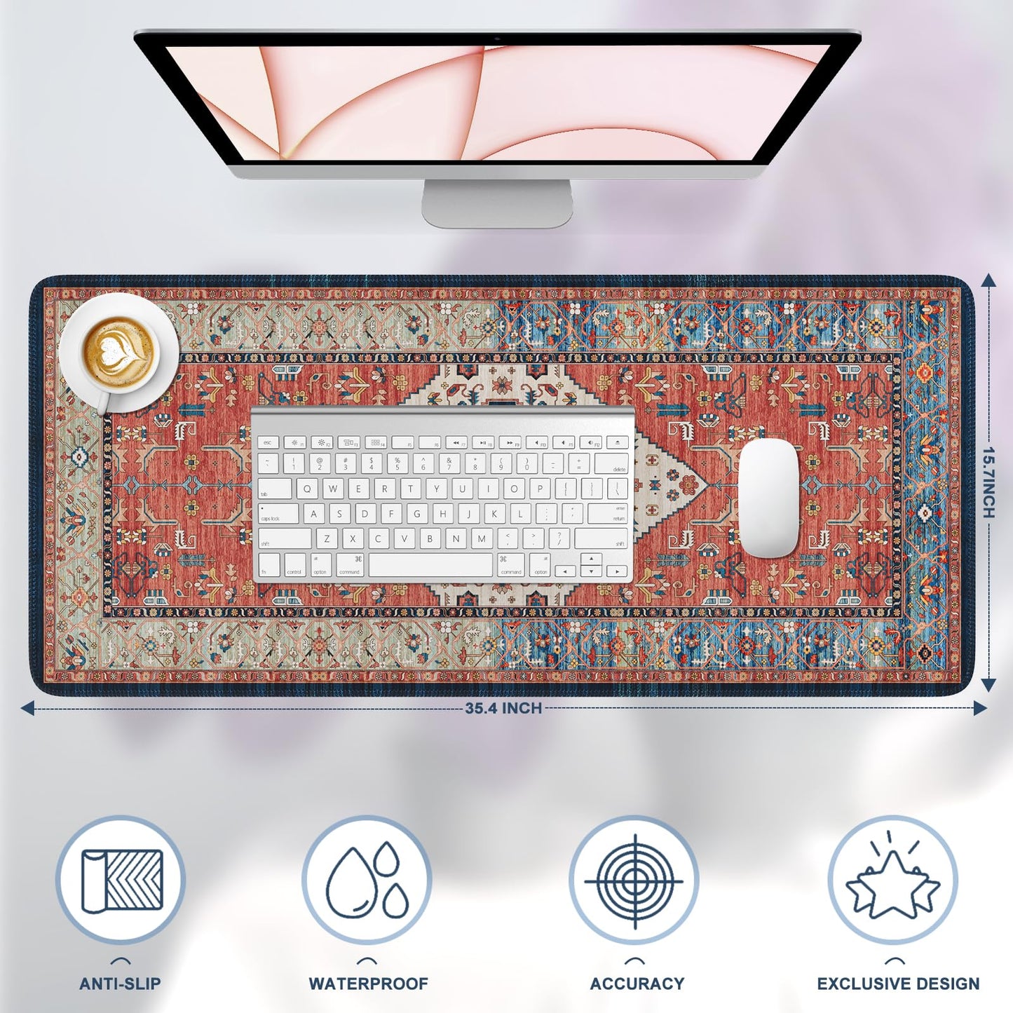 iLeadon Persian Rug Mouse Pad, Large Desk Mat for Keyboard and Mouse