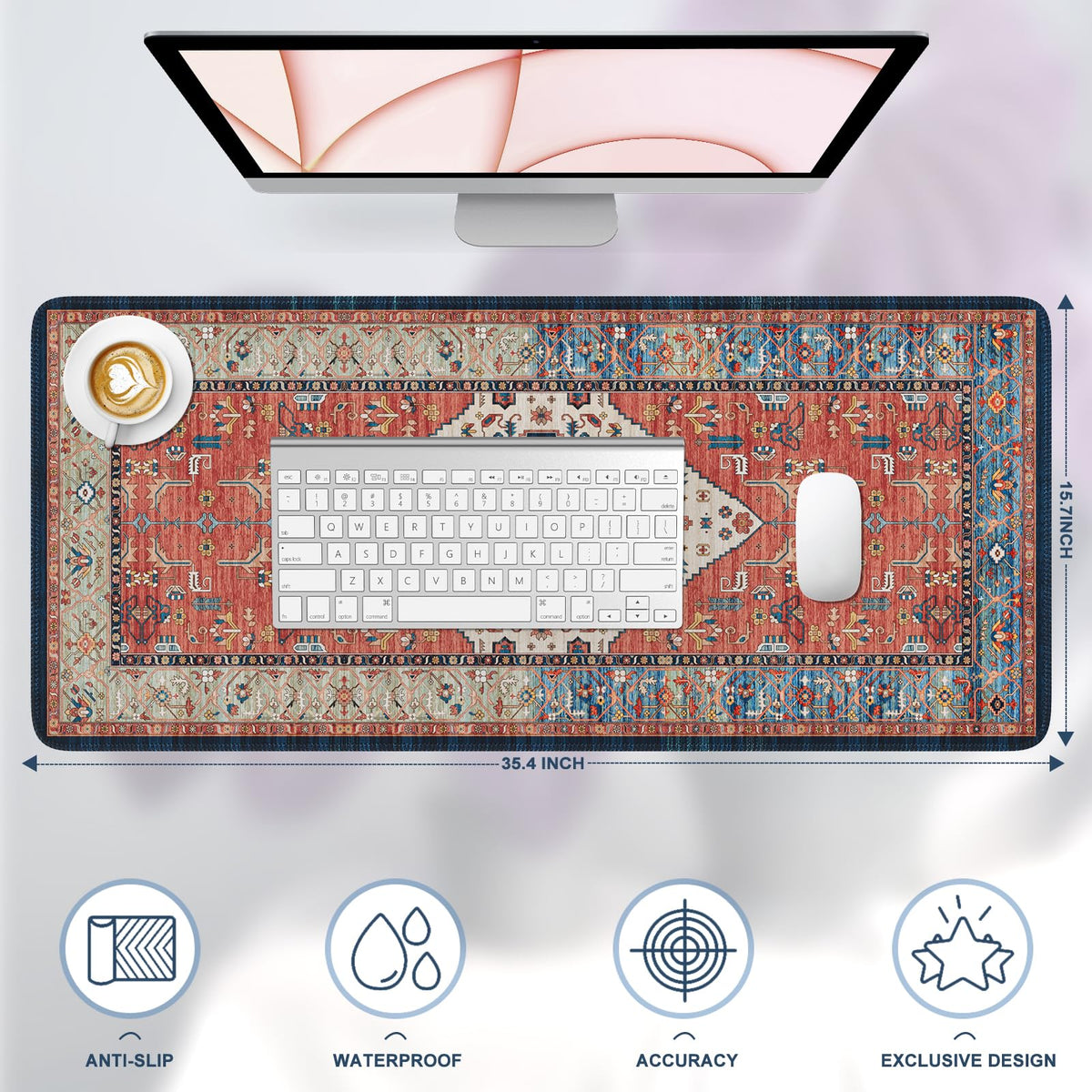 iLeadon Persian Rug Mouse Pad, Large Desk Mat for Keyboard and Mouse