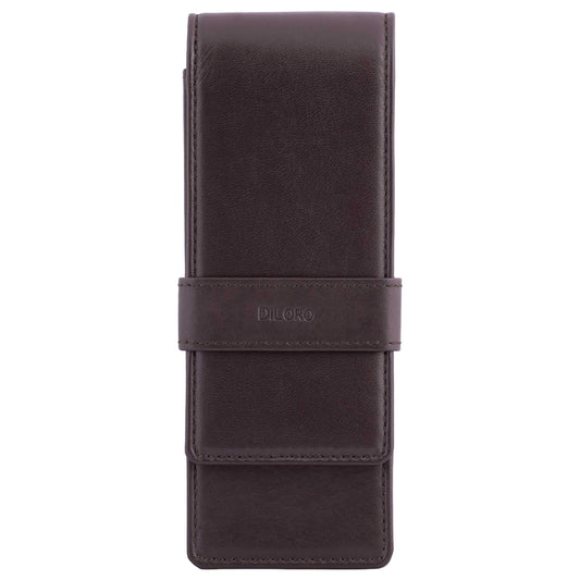 DiLoro Leather Triple Pen Case Pencil Pouch Holder for Three Fountain Ballpoint Rollerball Pens and