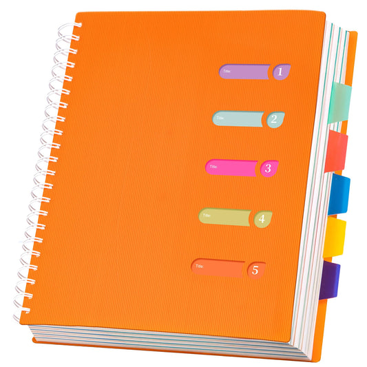Yoment 5 Subject Notebook 8.5 x 11 Large Spiral Notebook with Dividers