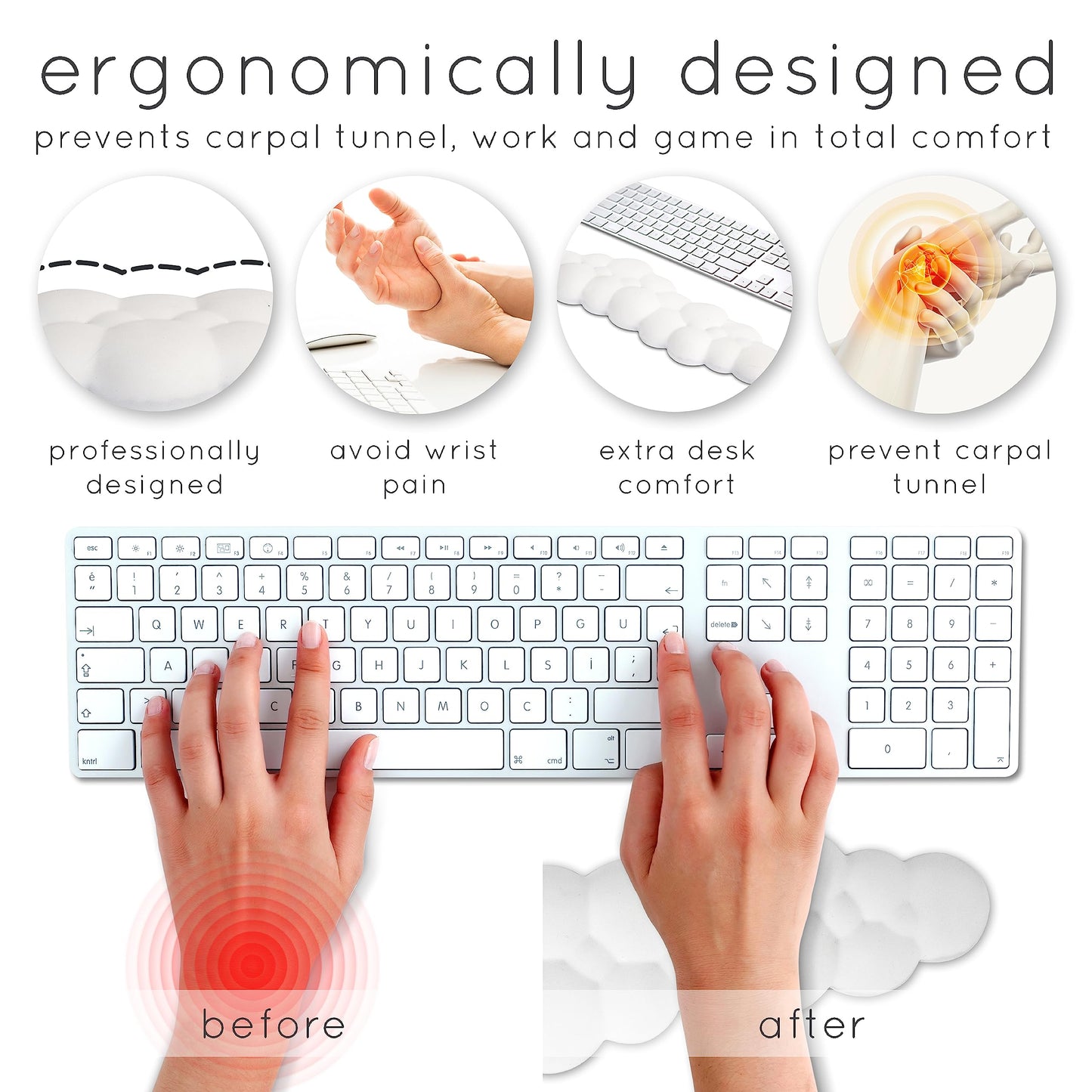 Cloud Keyboard Wrist Rest – Create-ables Qloud Cloud Wrist Rest for Computer Keyboard and Mouse