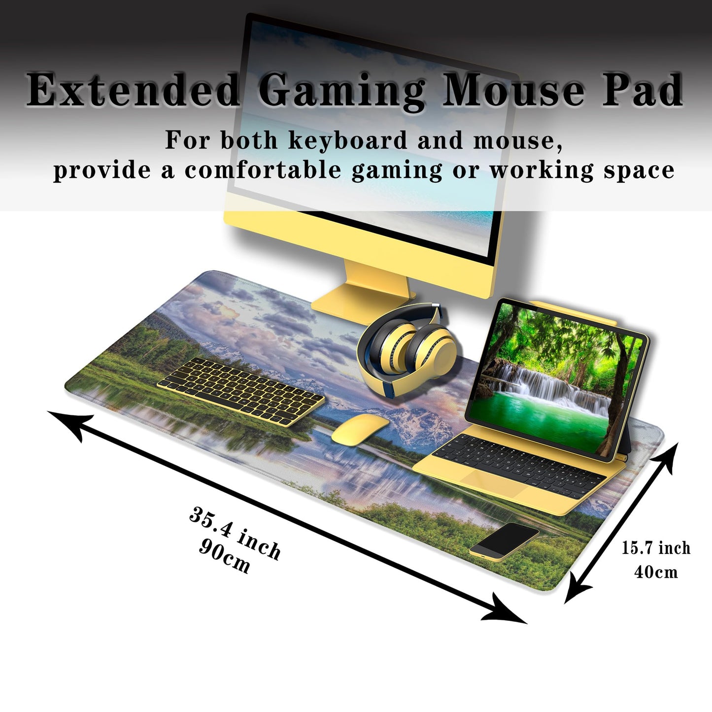 Samgula Gaming Mouse Pad Green Computer Pad, Large Mousepads Desktop Mats, Mouse Pad Big Waterproof