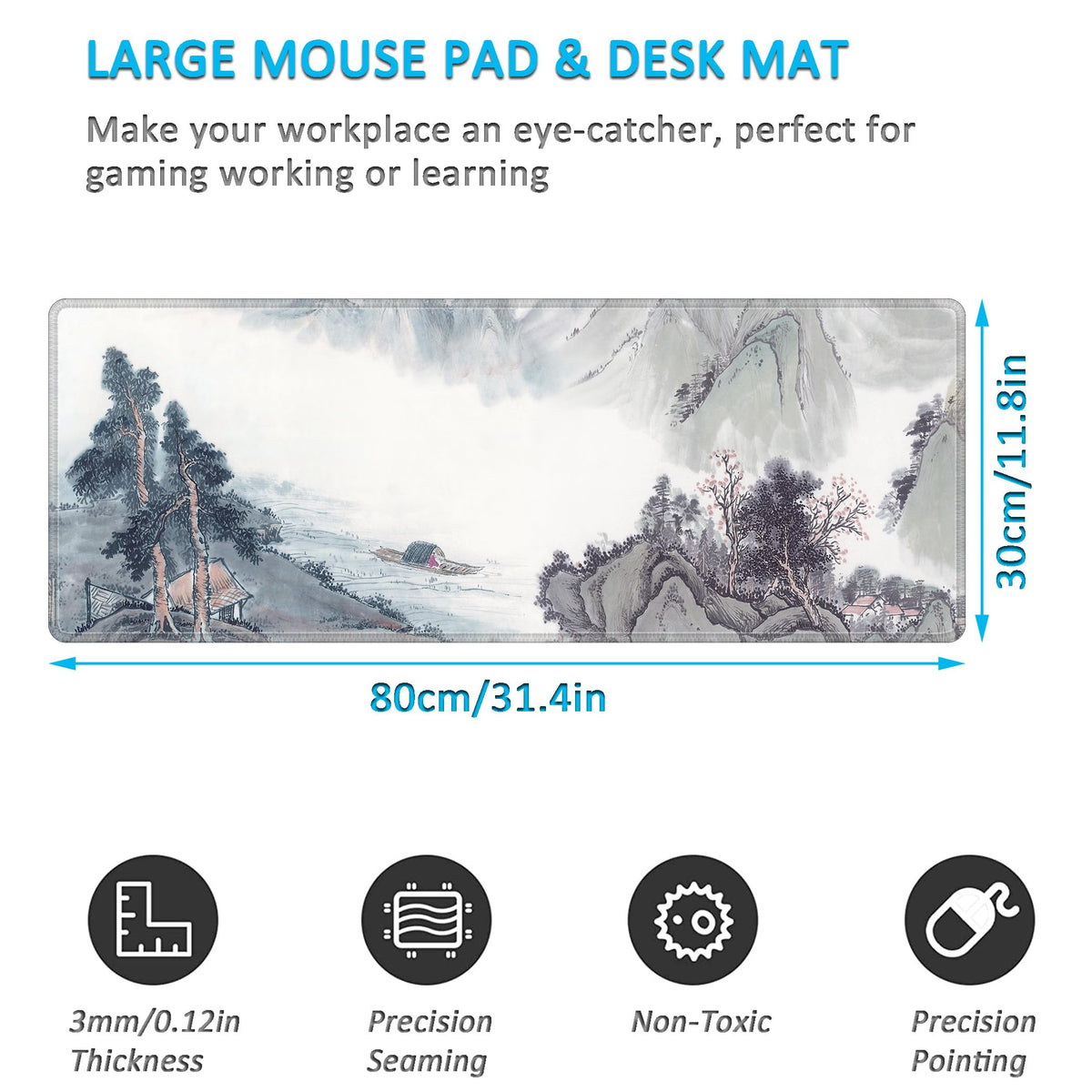 LL-COEUR XXL Landscape Gaming Mouse Pad Computer Keyboard Mat Office Desk Pad (Landscape 1, 31.4" x