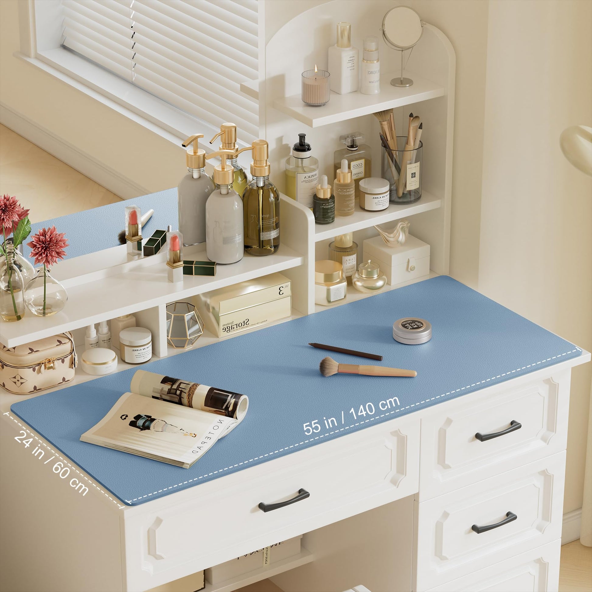 Aothia Leather Desk Pad Protector, Office Desk Mat, Large Mouse Pad, Laptop Desk Pad, Non-Slip PU