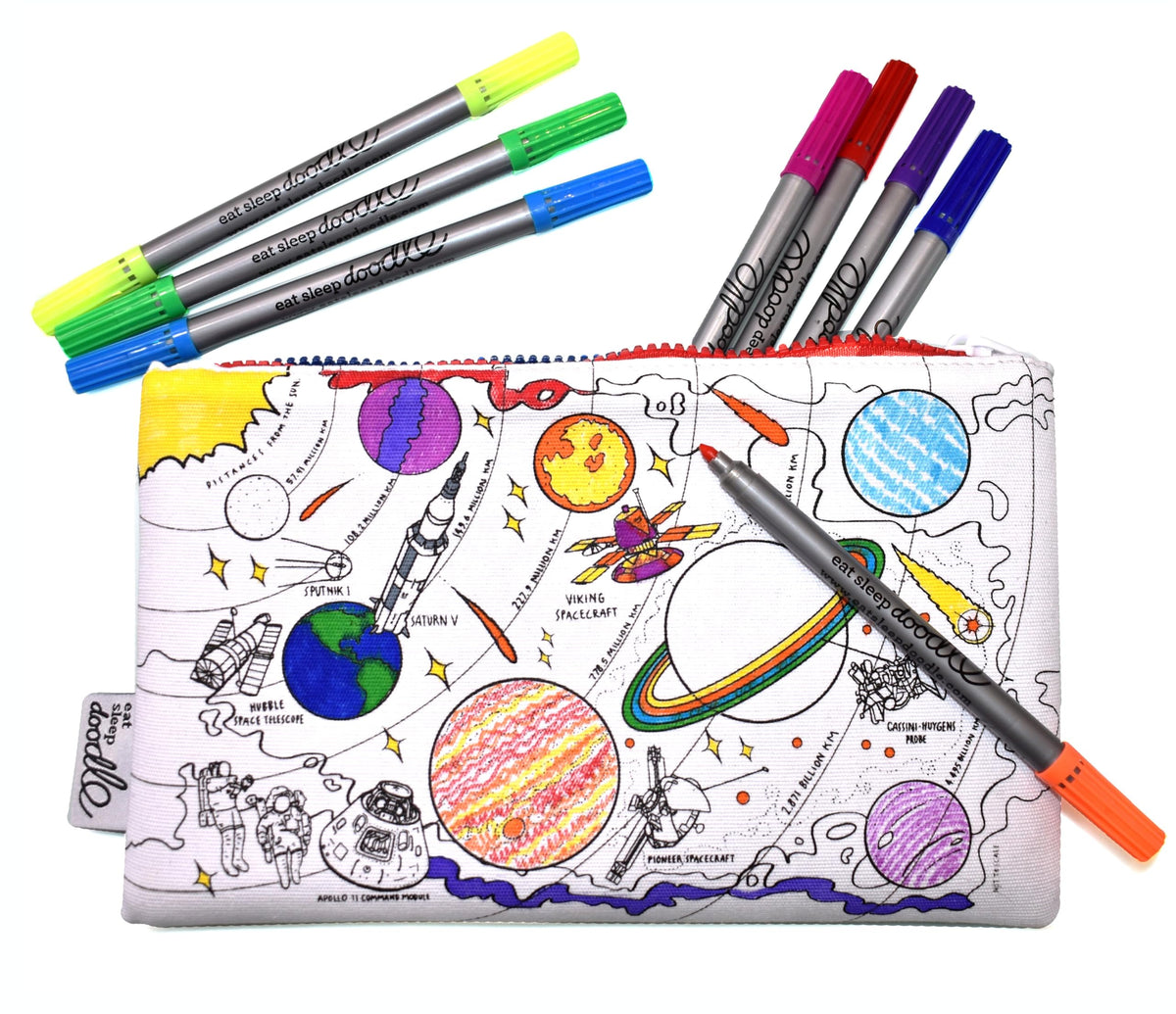 eatsleepdoodle Space Explorer Coloring Pencil Case, 10pk Washable Markers
