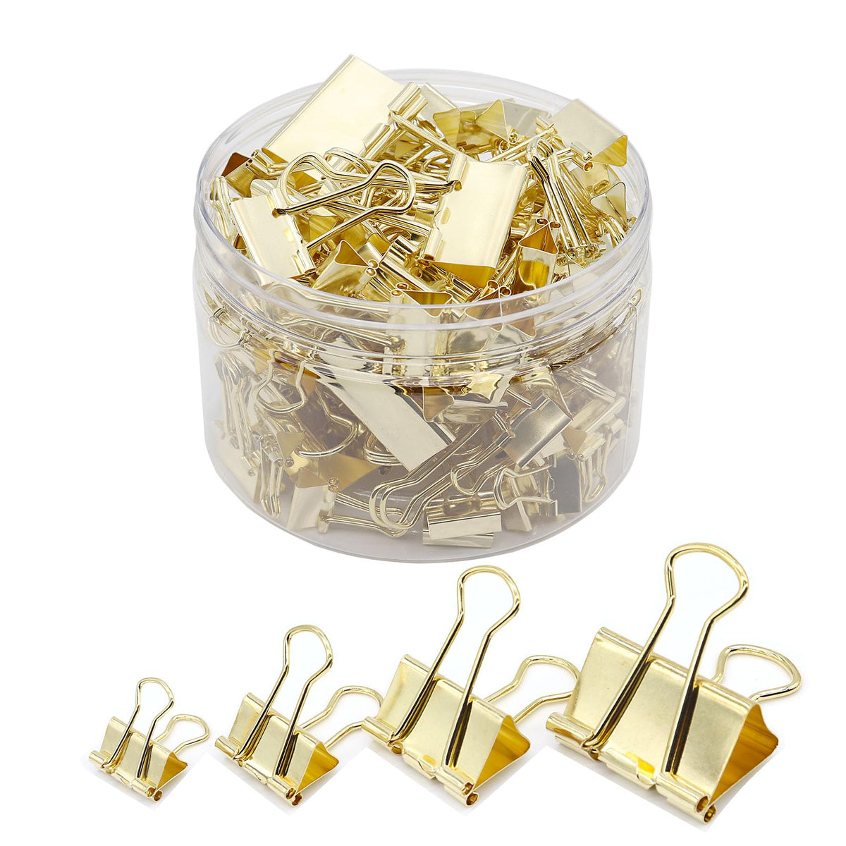 Binder Clip Paper Clamps, Assorted Sizes (Mini, Small, Medium, Large), 100 Pcs Clips for Office