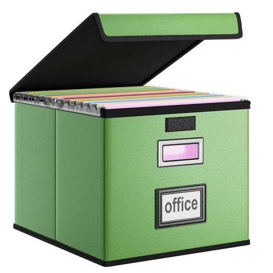 Huolewa File Organizer Box with Lids, Collapsible File Folder Organizer