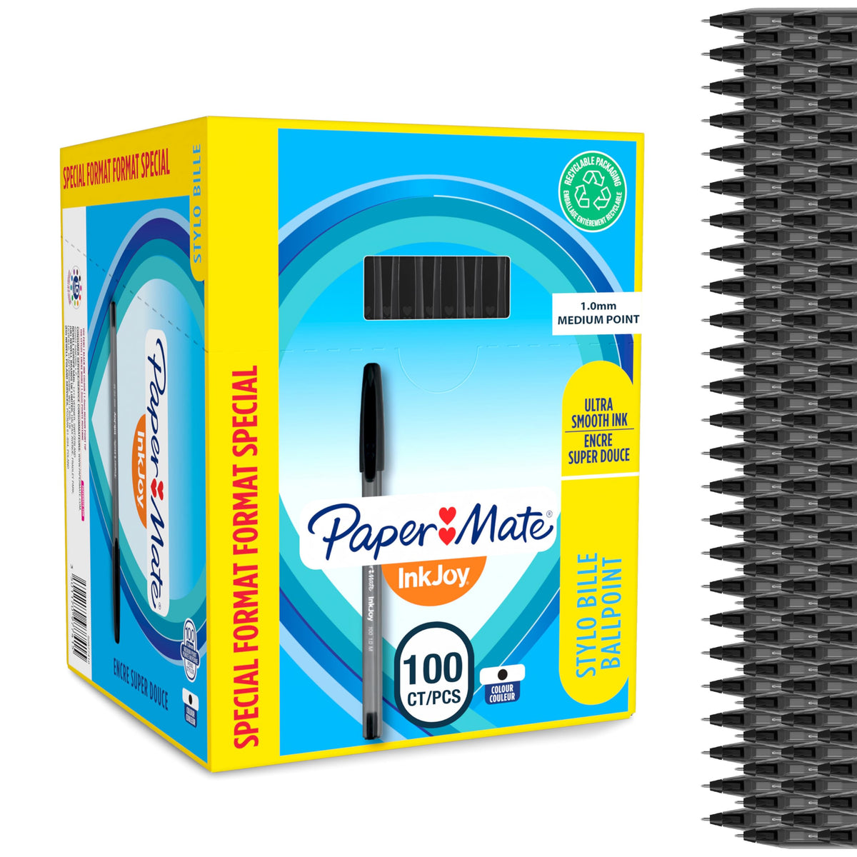 Paper Mate InkJoy 100ST Ballpoint Pens | Medium Point (1.0 mm) | Black | 100 Count