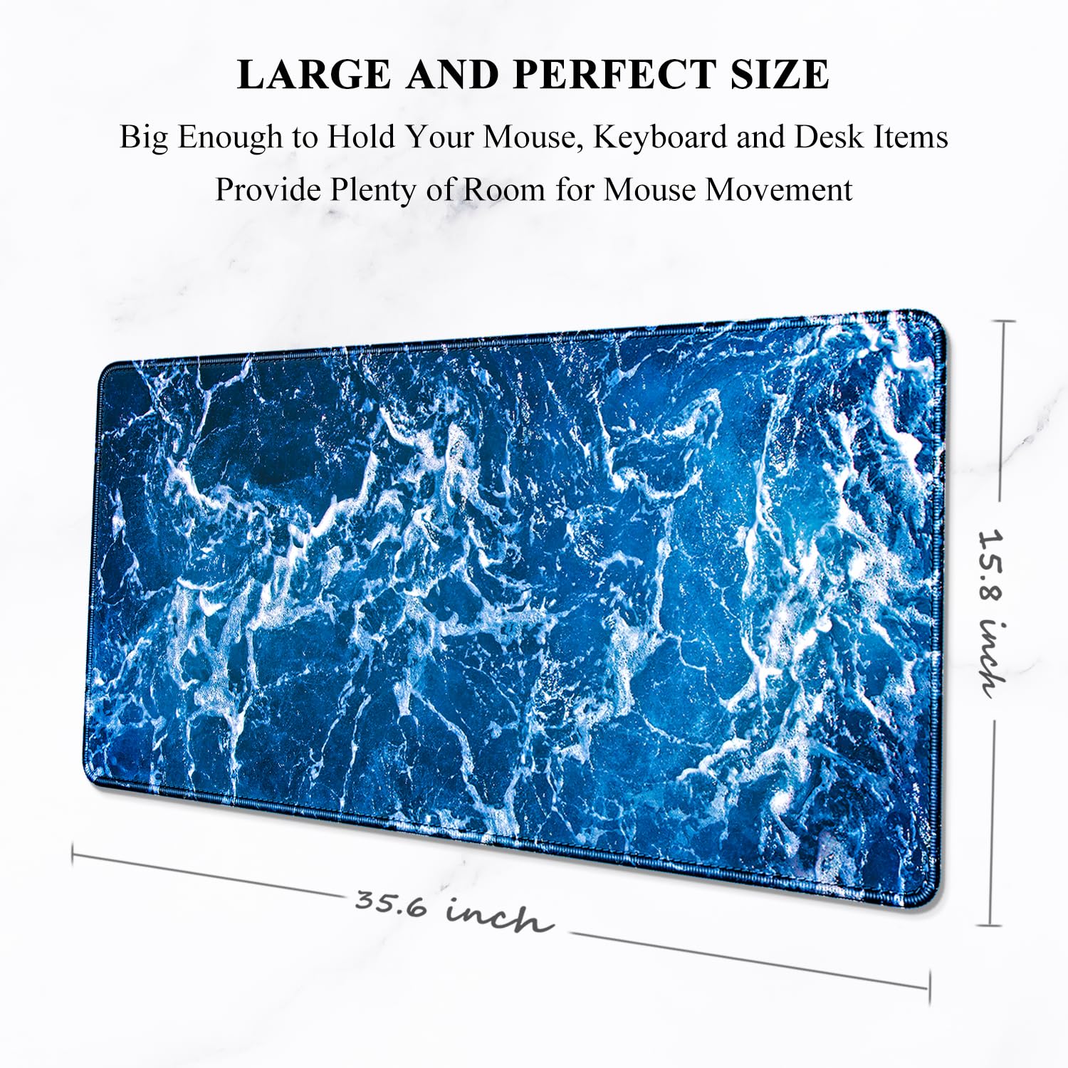 Auhoahsil Large Mouse Pad, XXL Desk Pad, Extened 35" x 15", Non-Slip Rubber Base, Stitched Edges