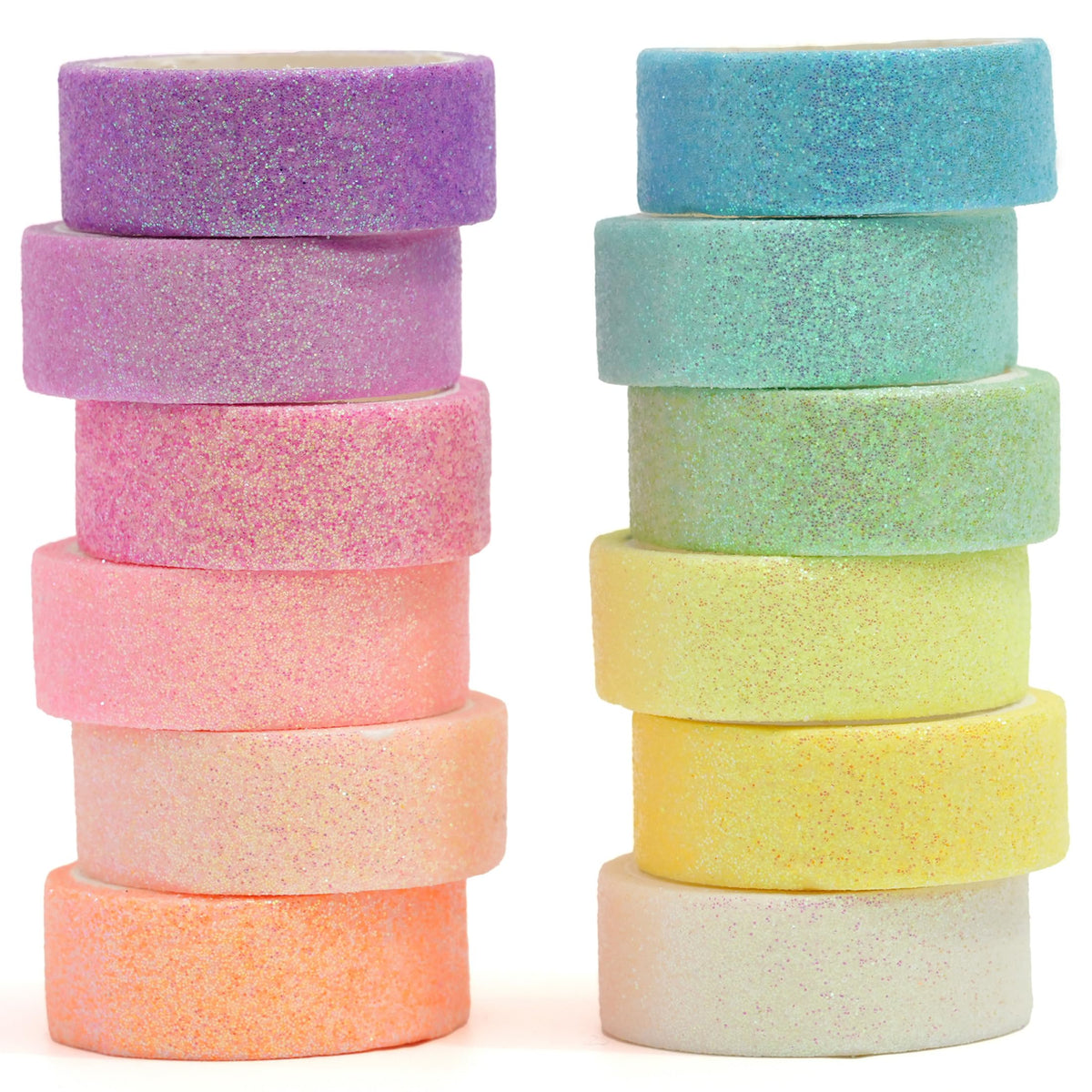 YUBX Glitter Washi Tape Set 12 Rolls Sparkling Foil Decorative Sprinkle Colored Masking Tapes for