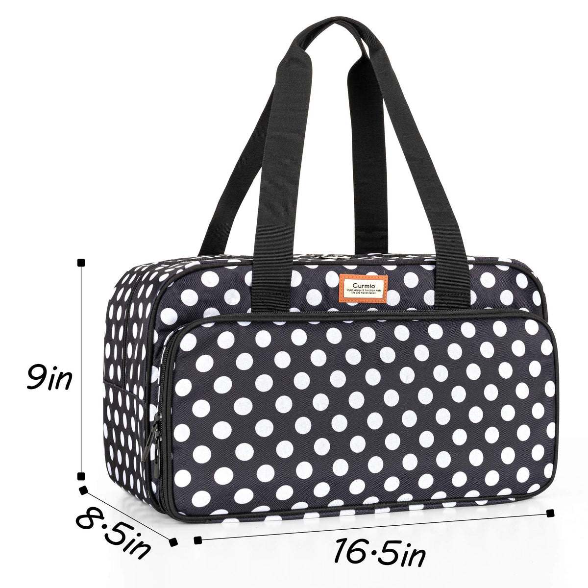 CURMIO Yarn Storage Bag for Crochet Hooks, Knitting Project, Dots