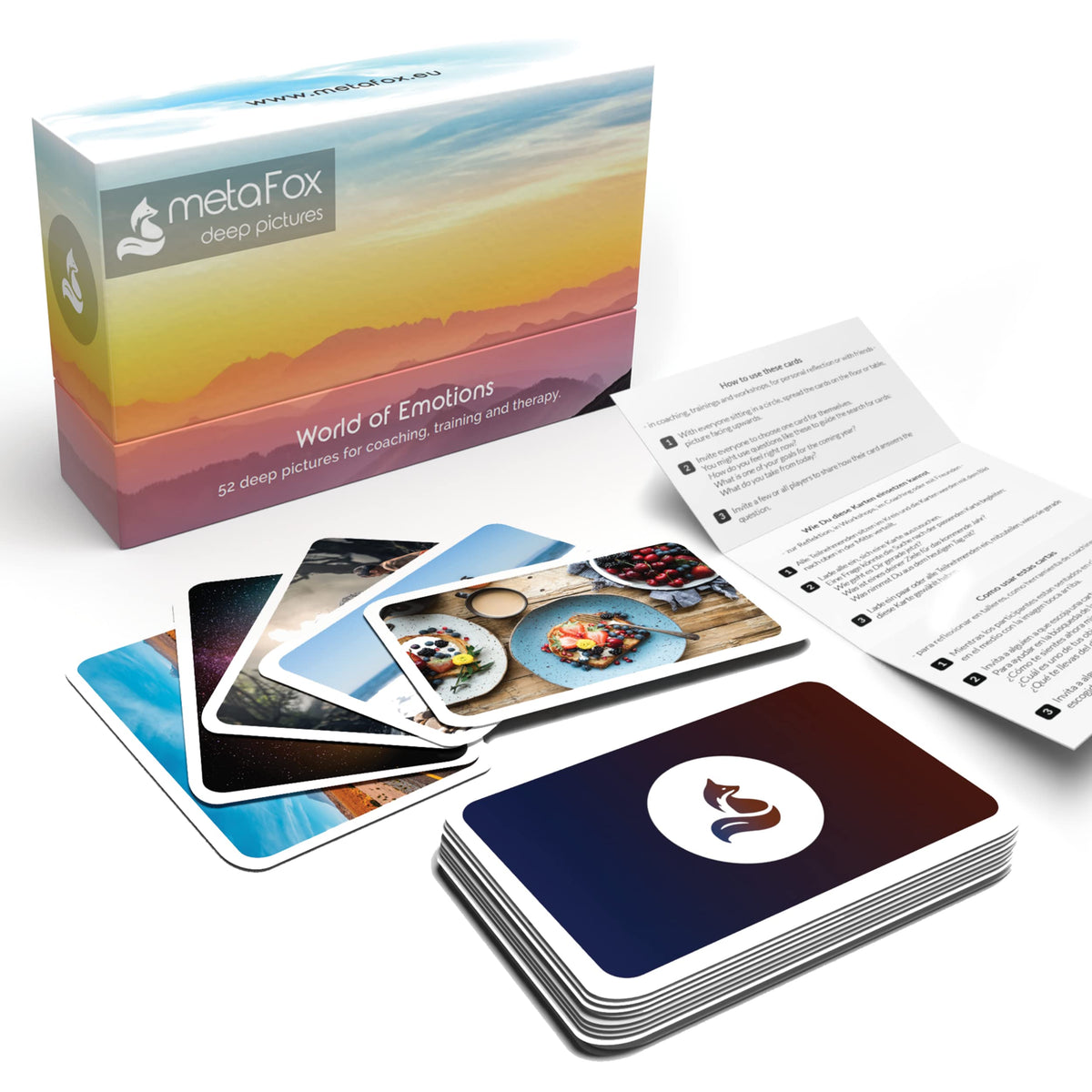 metaFox ‘World of Emotions’ Coaching Cards | 52 Picture Cards for Coaching & Therapy | Master Your