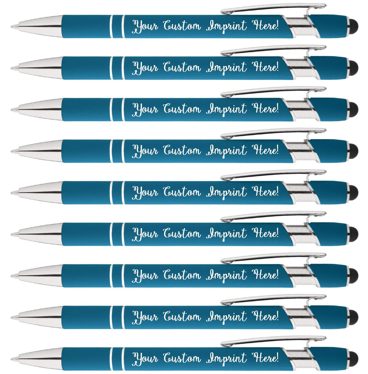 ExpressDesigns™ - Rainbow Rubberized Soft Touch Ballpoint Pen with Stylus Tip is a stylish Premium