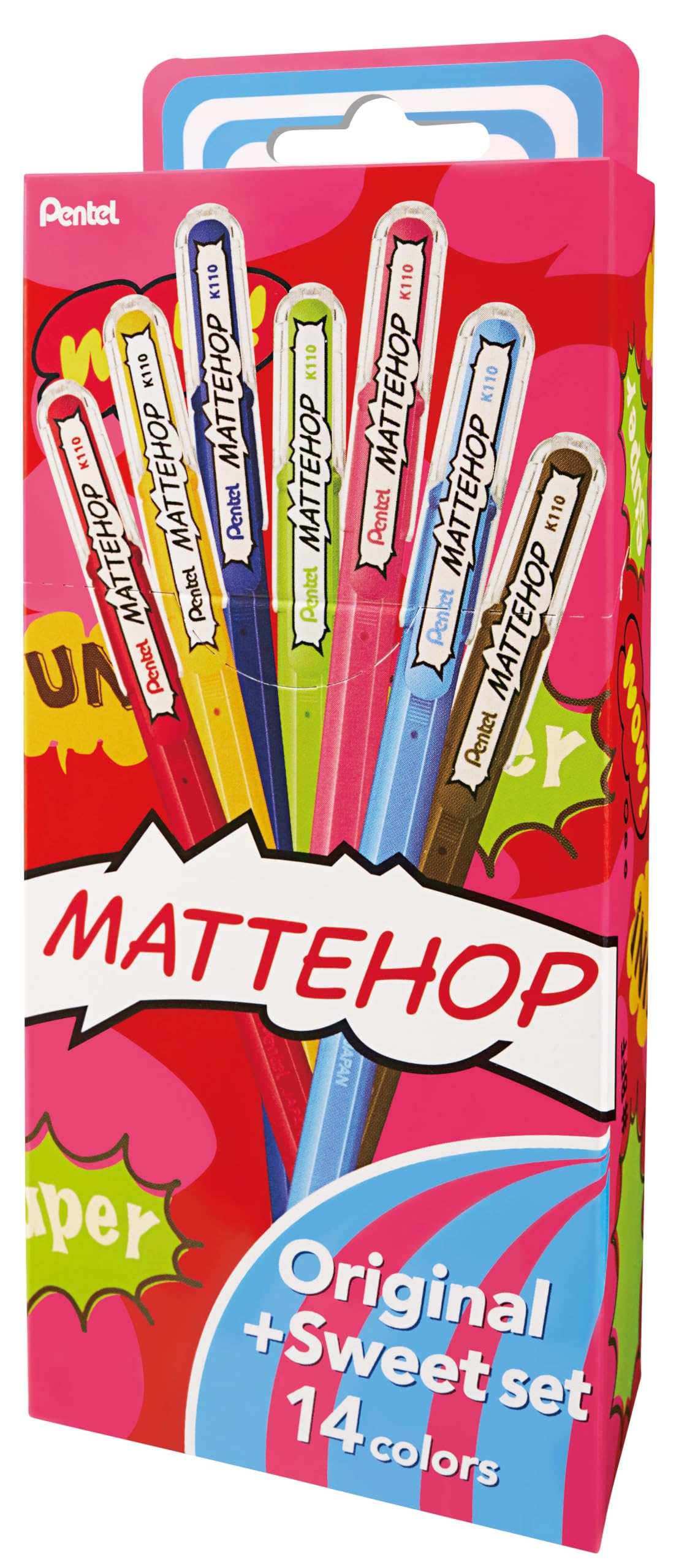 Pentel Matte Hop Original + Sweet Color Ballpoint Pen, 14 Colors K110-V14ST