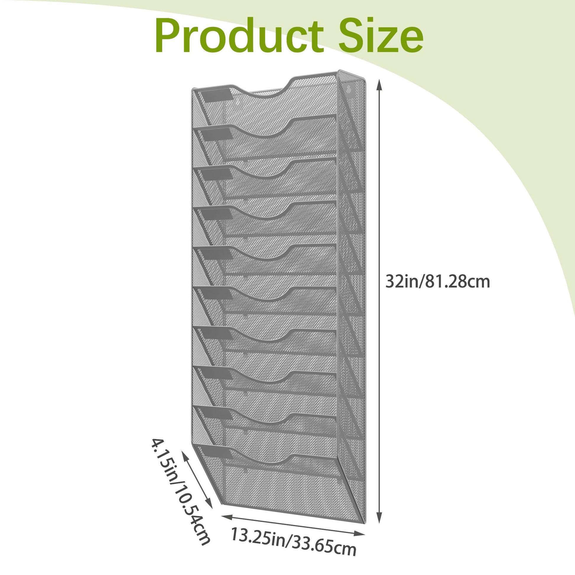 EasyPAG 10 Pocket Mesh Wall File Organizer, Hanging Paper Folder Holder with Classify Label