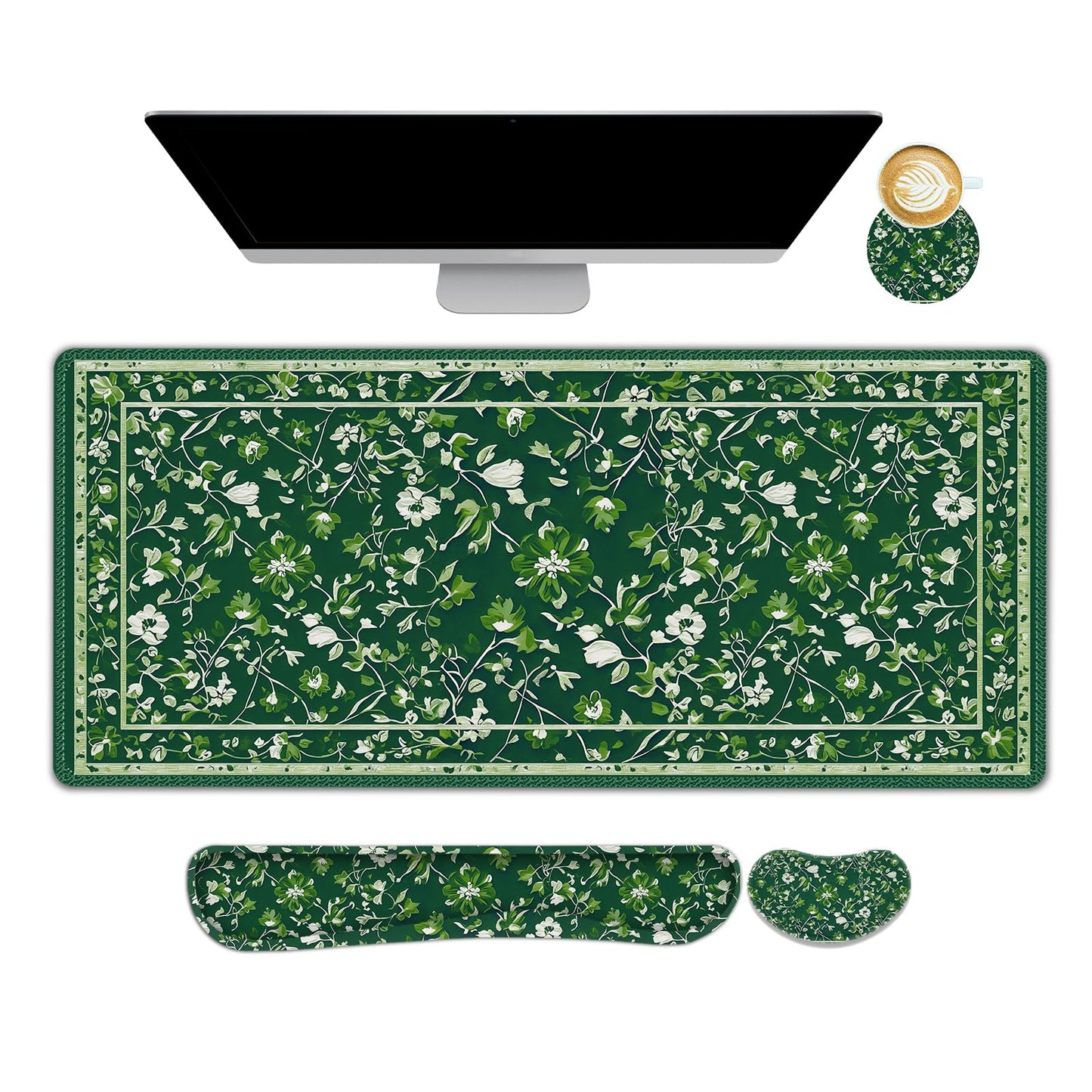 DINKY Keyboard Mouse Pad Set, Extended Gaming Mouse Pad and Keyboard Wrist Rest Support, Memory