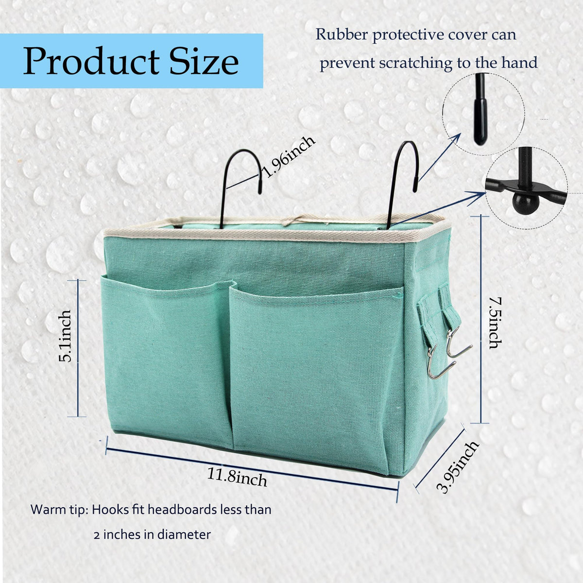 2-Pack Bedside Caddy Bedside Hanging Storage Basket Multi-Function Organizer Caddy for Bunk and