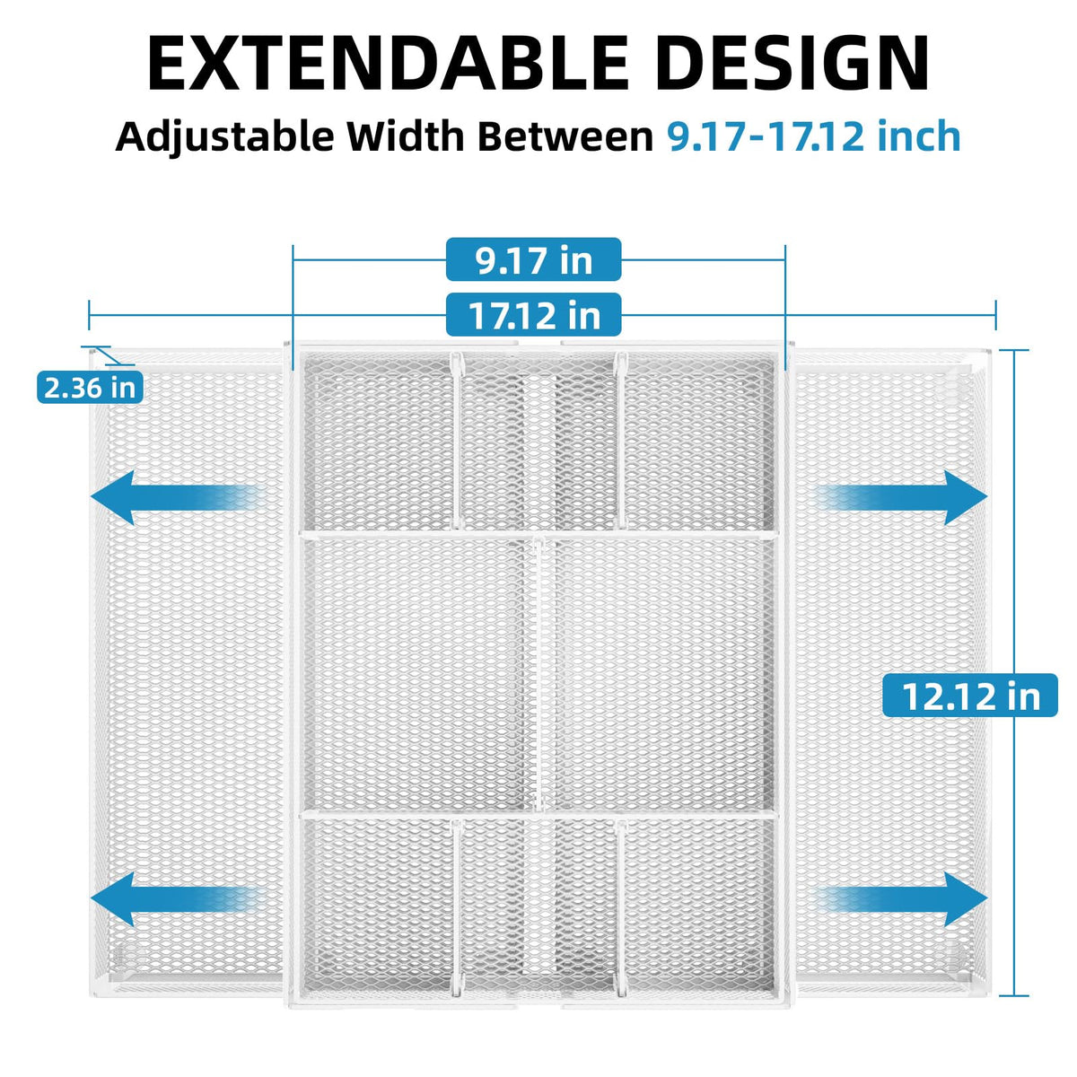 Marbrasse Expandable Desk Drawer Organizer, Mesh Drawer Organizer Tray with 10 Adjustable