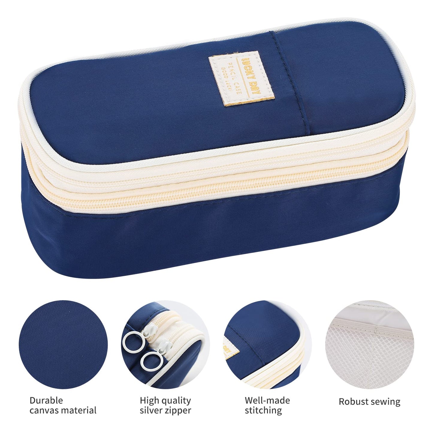 Dugio Large Pencil Case for Girls Teens Kids Pencil Bag with Zipper Blue
