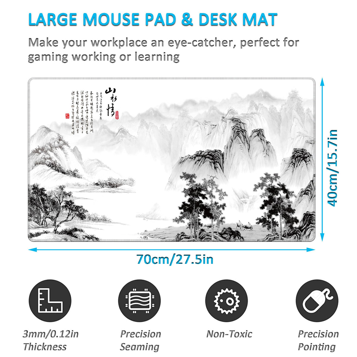 LL-COEUR XXL Landscape Gaming Mouse Pad Computer Keyboard Mat Office Desk Pad (Landscape 2, 27.5" x