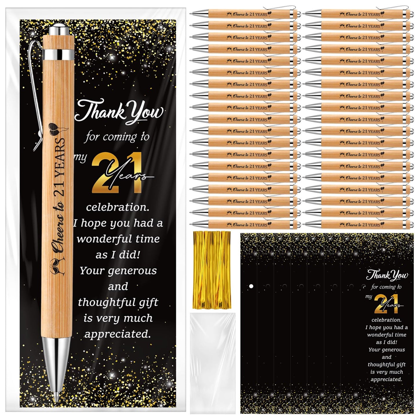 Sayglossy 50 Sets 21th Birthday Party Favors with Pens Andthank You Cards