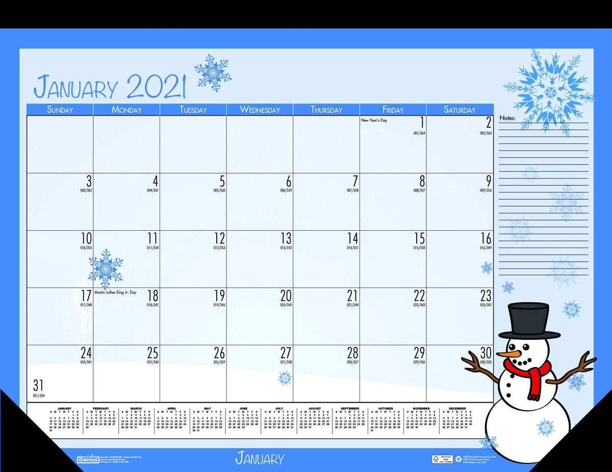 House of Doolittle 2021 Monthly Seasonal Desk Pad Calendar, 18.5 x 13 Inches, January - December