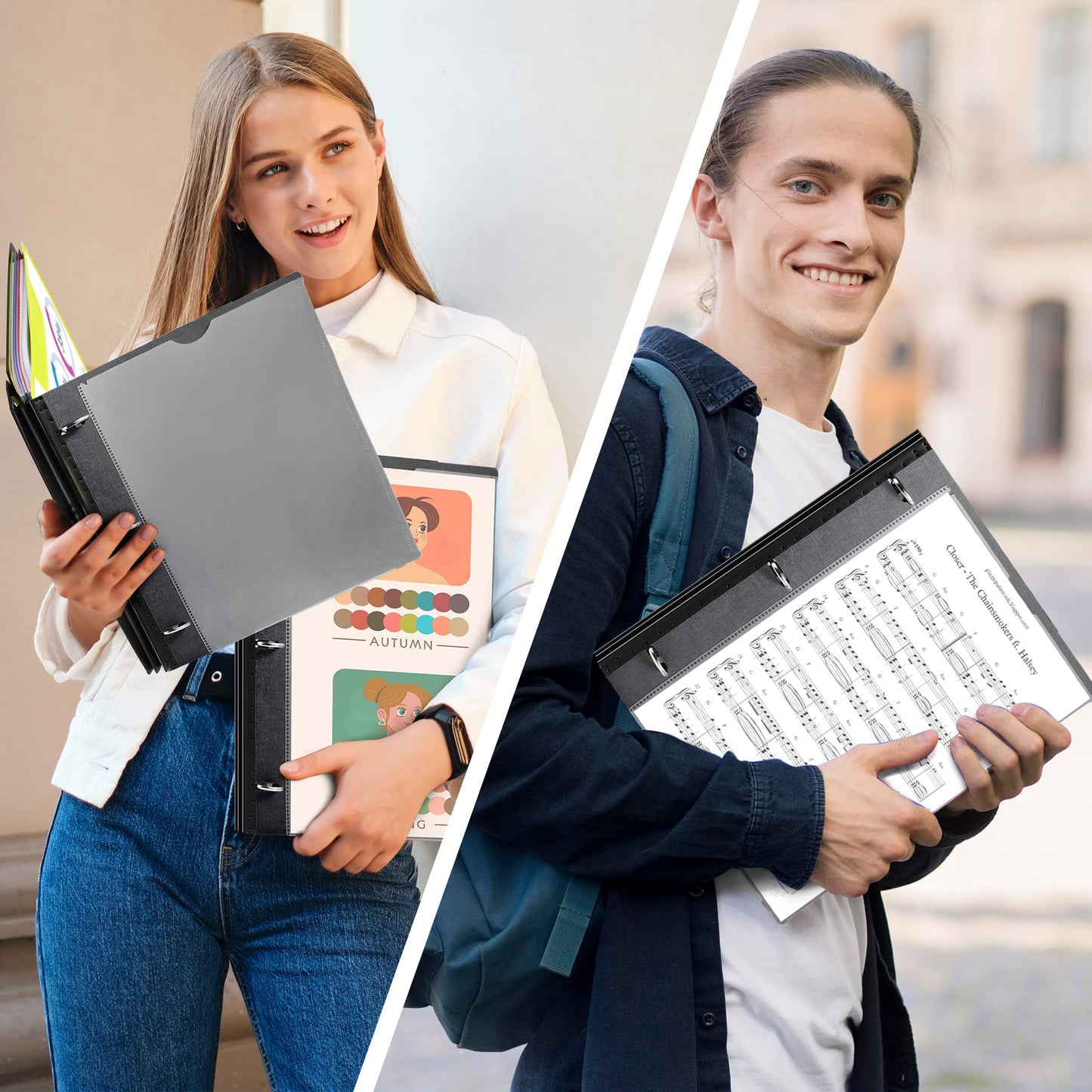 WOT I 2-Pack Telescoping 3 Ring Binder Notebooks, Black