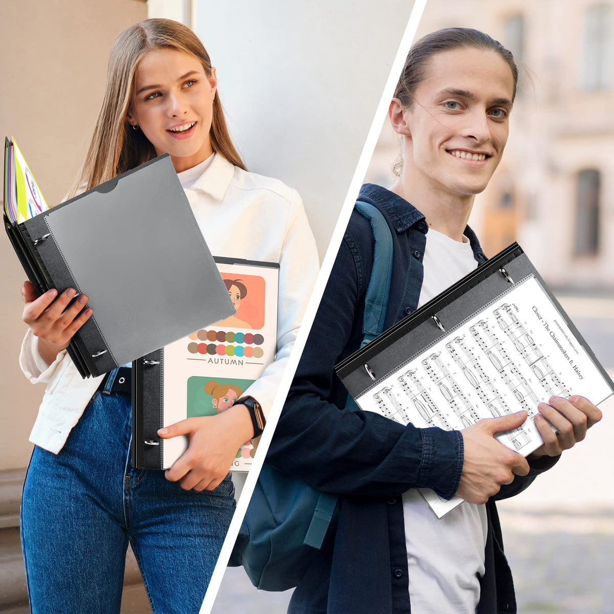 WOT I 2-Pack Telescoping 3 Ring Binder Notebooks, Black