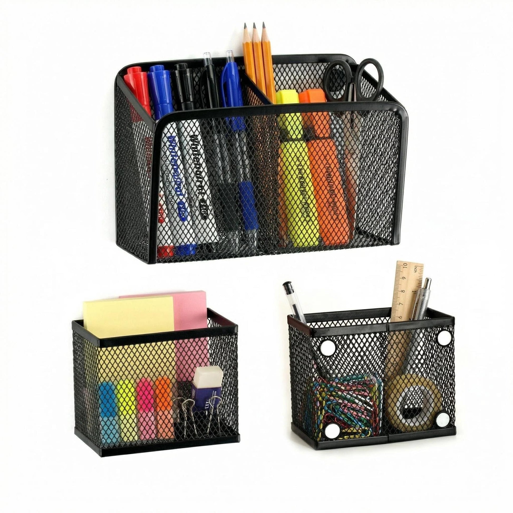 Neudeco Magnetic Locker Organizer, Set of 3, Black