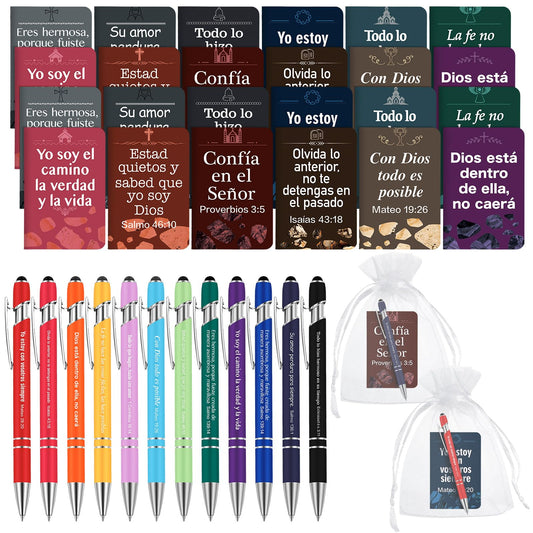 Fuyoooo 72 Pc Regalos Cristianos Spanish Catholic Bible Pens Notebooks