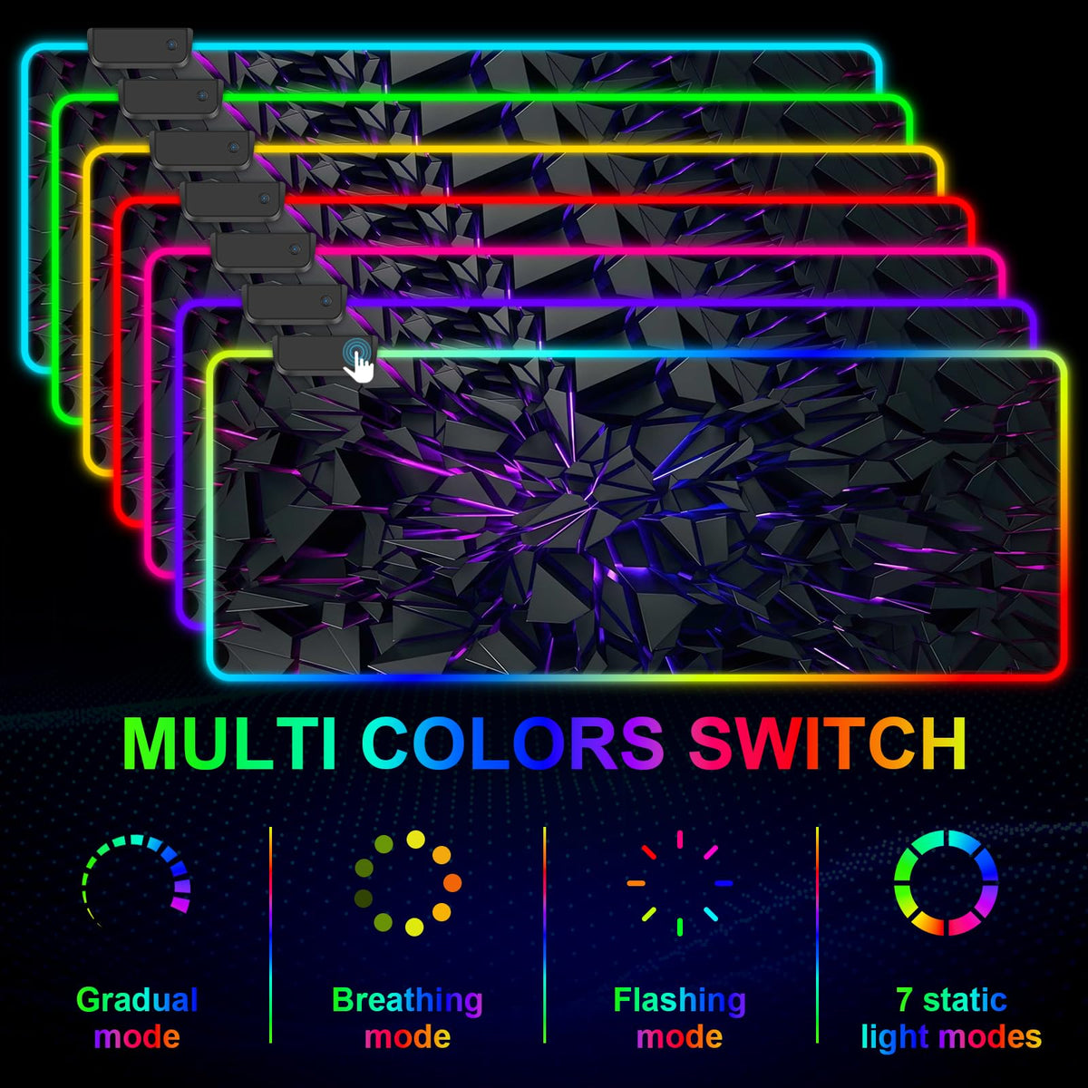 RGB Mouse Pad, Gaming Mousepad with 13 LED Light Modes