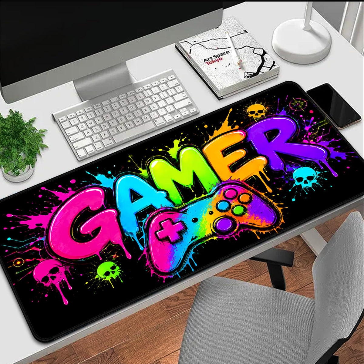 SparkLia Blacklight Gamer Graffiti Gaming Mouse Pad - 31.5" x 11.8"