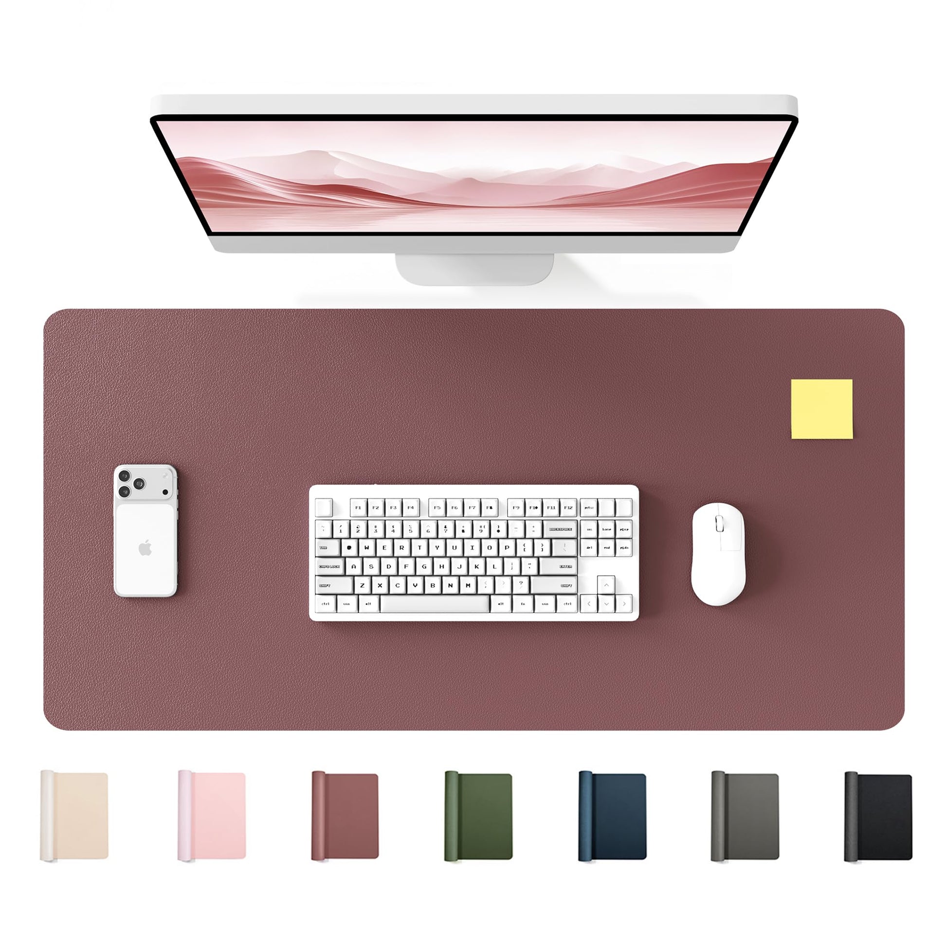 YSAGi 35.4" x 17" Large PU Leather Desk Mat for Keyboard and Mouse - Waterproof Non-Slip Desk Pad