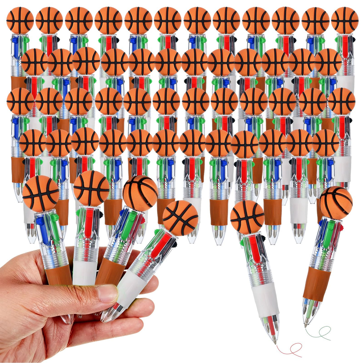 Zhirlyn Basketball Party Favors Basketball Pens Multicolor Pen in One Cute Fun 4-in-1 Pens Bulk