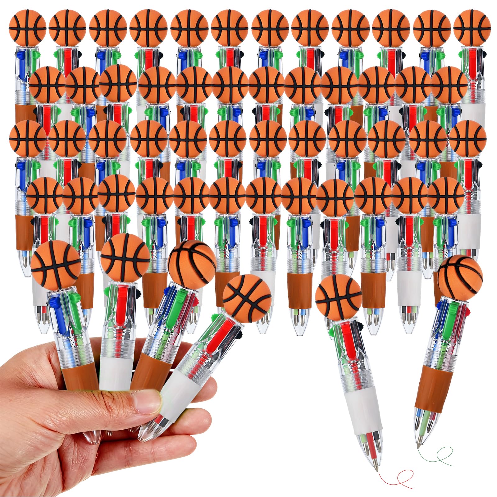 Zhirlyn Basketball Party Favors Basketball Pens Multicolor Pen in One Cute Fun 4-in-1 Pens Bulk