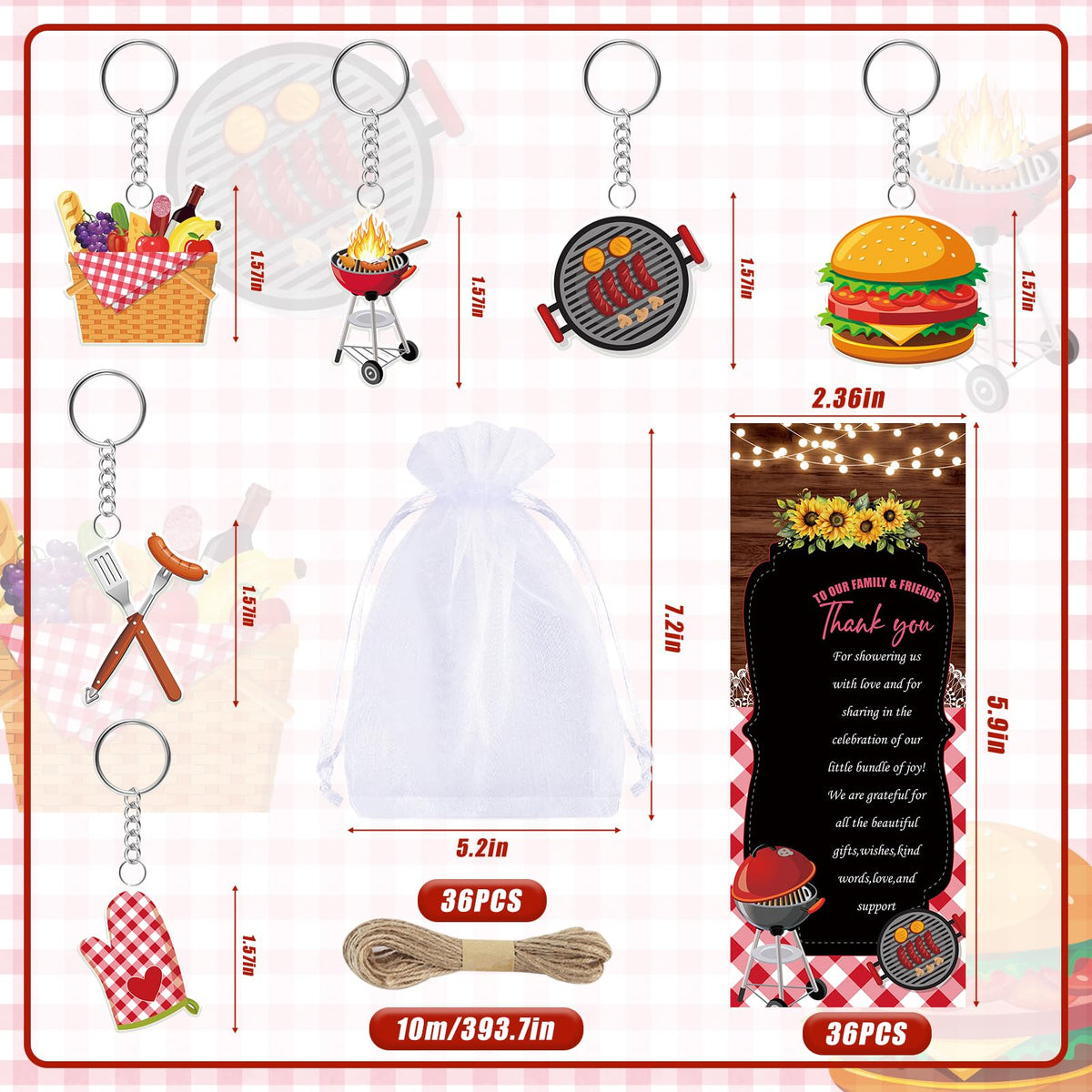 EYNDYN 145 Pieces BBQ Baby Shower Gifts for Guest It's a Baby Q Ballpoint Pens and Keychains Favors