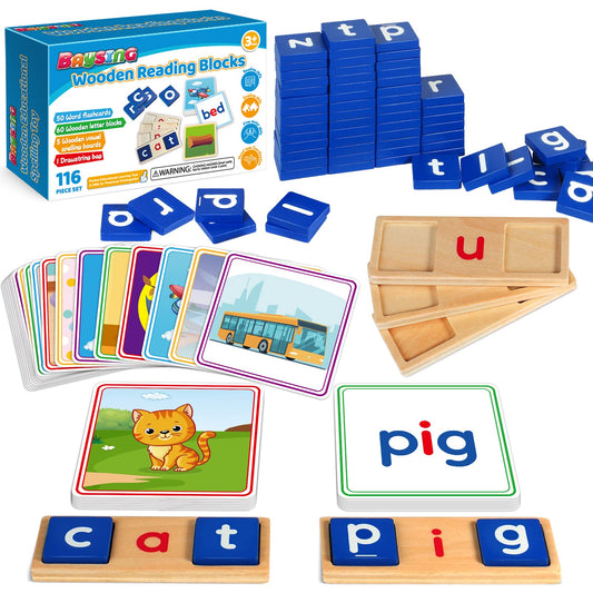 Learning Toys for 3 4 5 Years Old Kids - 116Pcs Short Vowel Letters Sorting Spelling Reading Toy