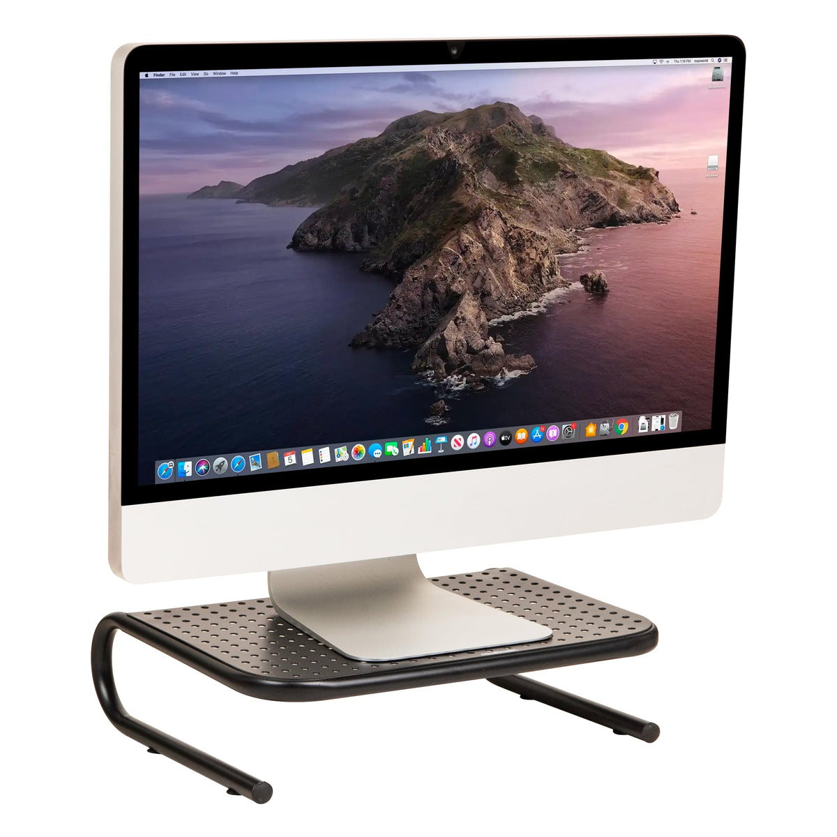 Mind Reader Monitor Stand, Ventilated Laptop Riser, Desktop Organizer, Office, Metal, Black