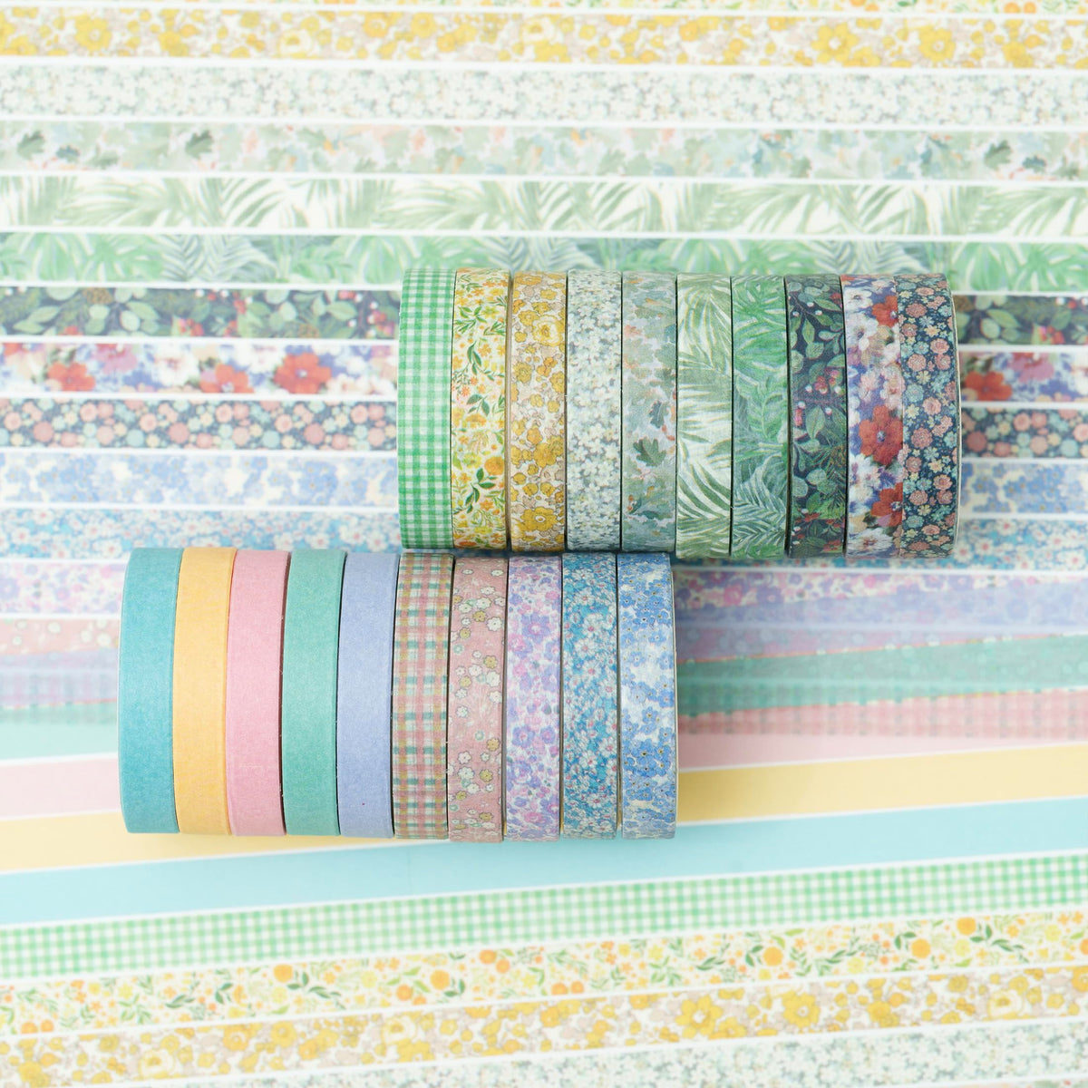 YUBX Vintage Washi Tape Set 20 Rolls Skinny Retro Decorative Antique Patterns Masking Tapes for