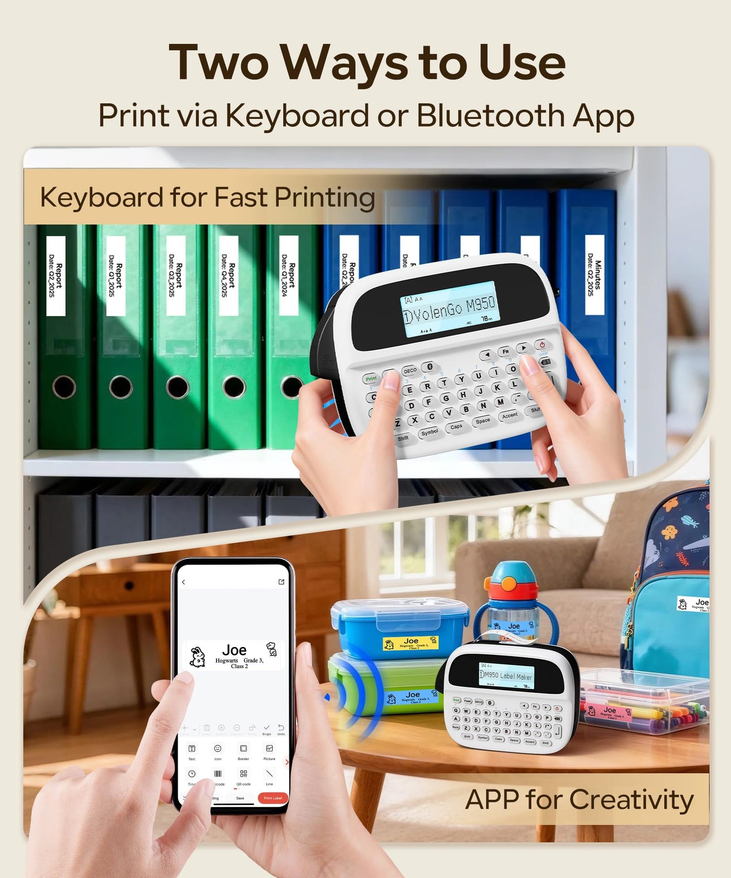 Label Maker Machine with Tapes, Rechargeable Label Maker Waterproof-Labels